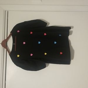 Black with multicolored hearts top